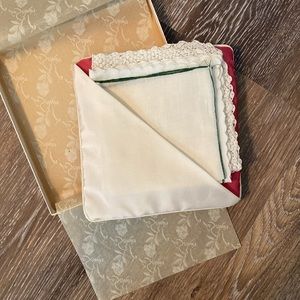 Le Sonier Silk Pouch Purse hankie Holder & Three various Vintage Hankies